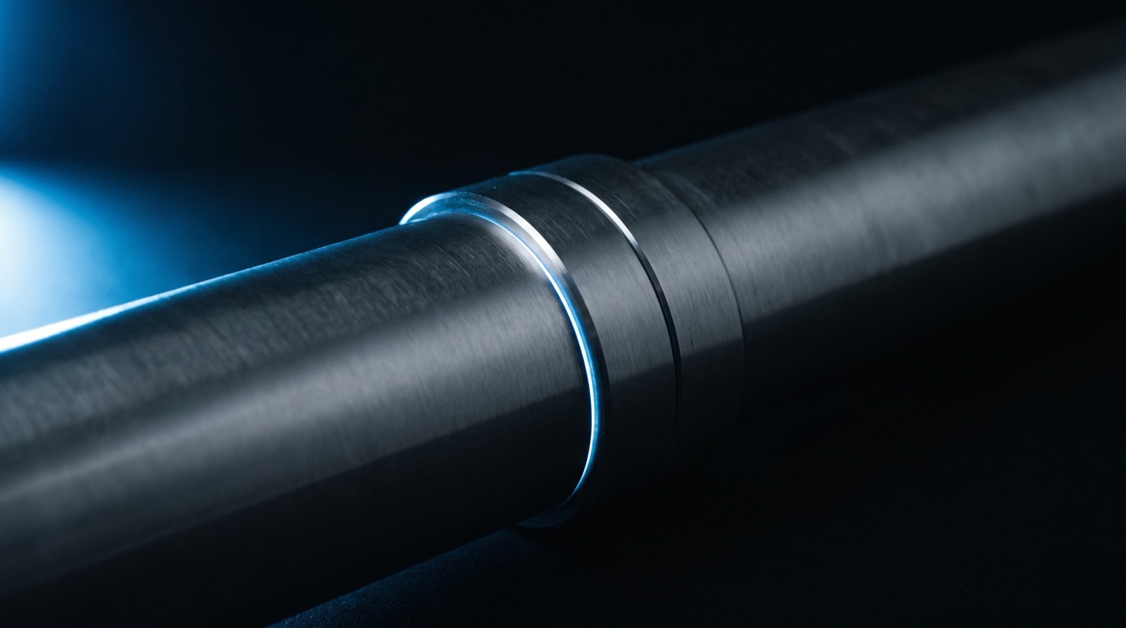 A machined coupling with a hairline gap at the seam